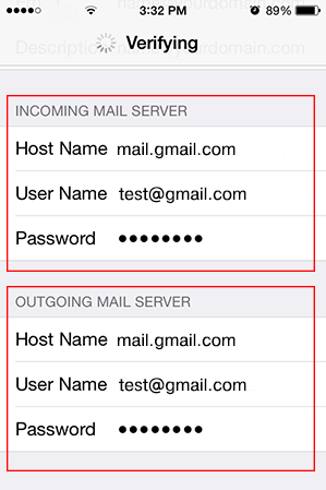 Step 8/11. How do I set up my email account using IMAP for Apple iPhone for Google mail?