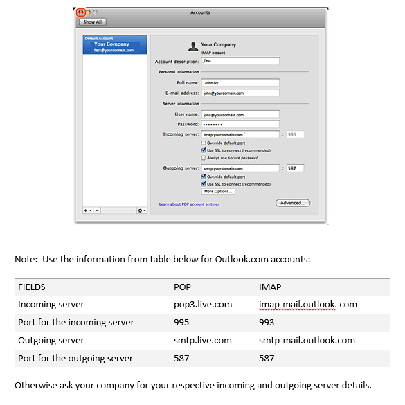 Step 5/6. How do I set up my email in Microsoft Outlook for Mac 2011?