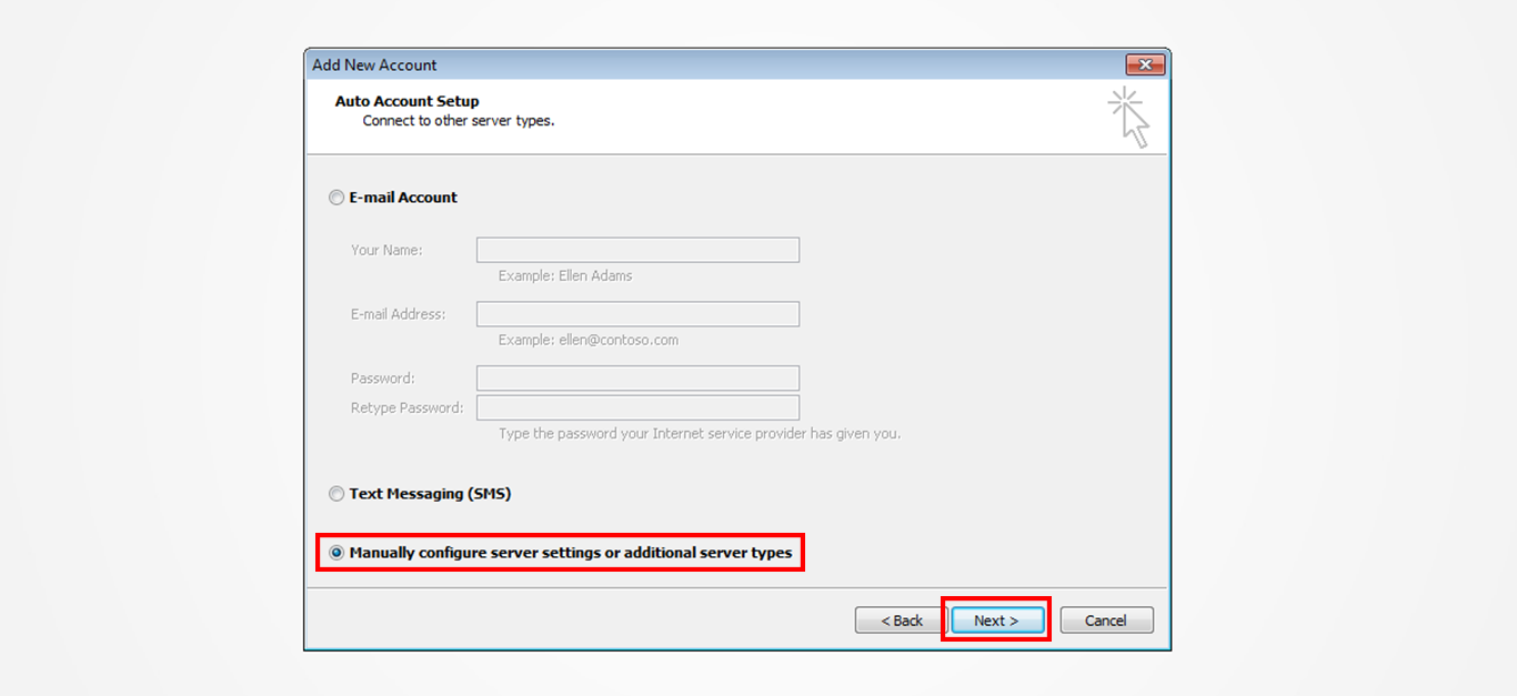 Step 4/12. How do I set up my email in Microsoft Outlook 2010?