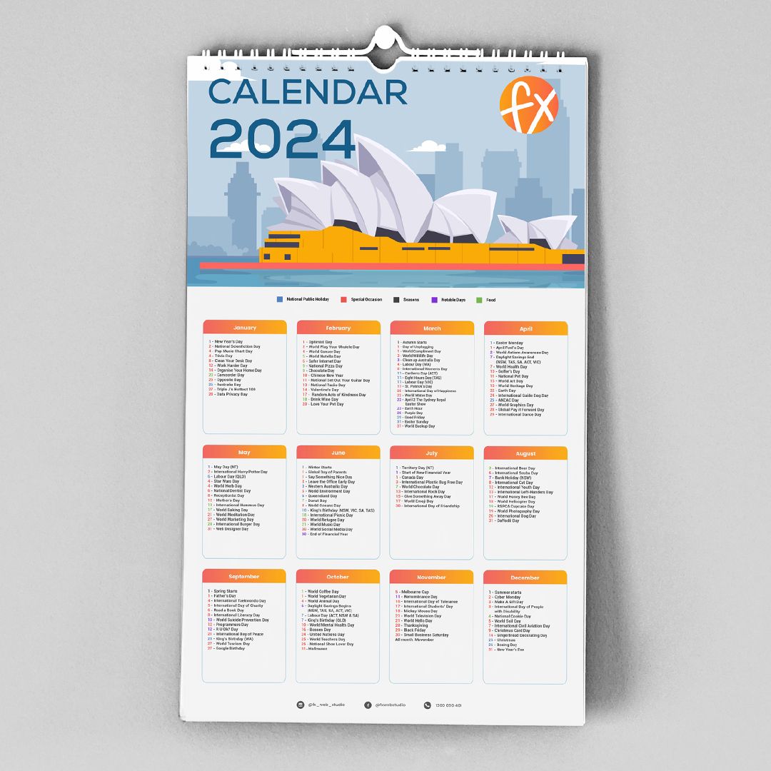 2024 Social Media Calendar (One Page)