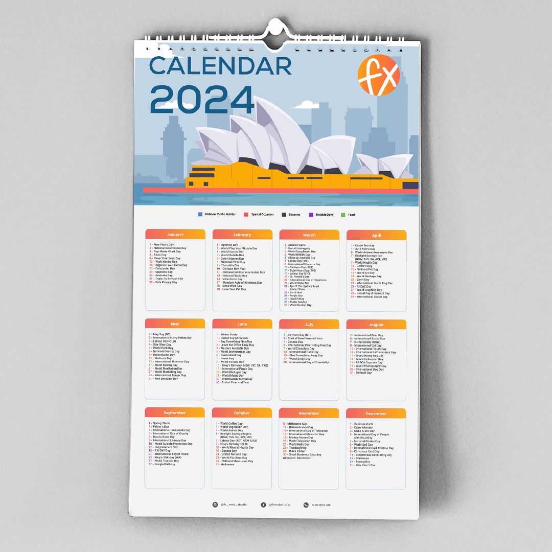 2024 Social Media Calendar (One page) FX Web Studio