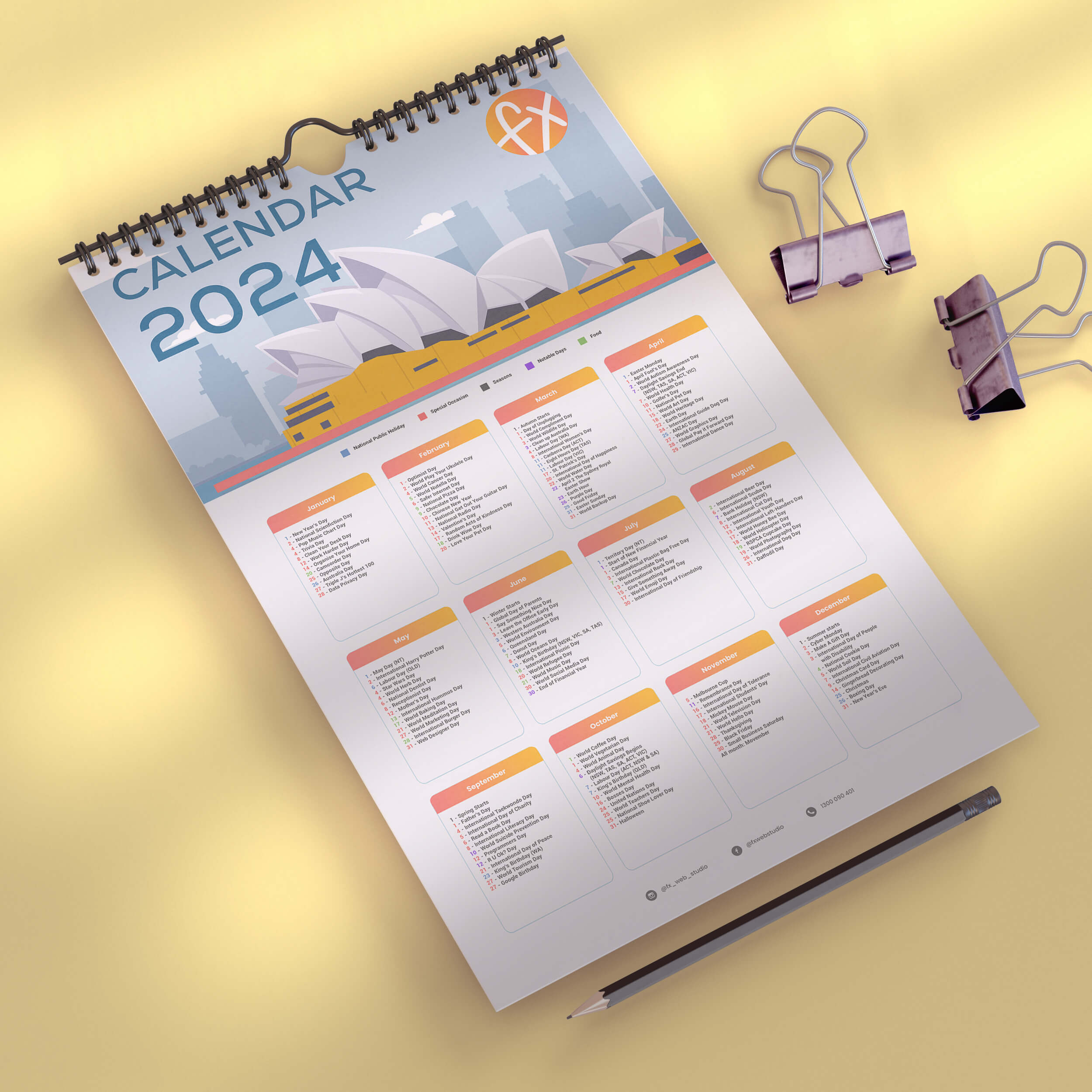 2024 Social Media Calendar (One page)